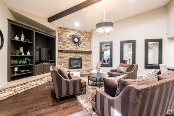 Lounge with fireplace at Sterling Ranch in El Dorado Hills, California 