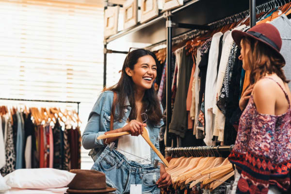 Residents shopping at a downtown boutique near Parkside Towns in Richardson, Texas