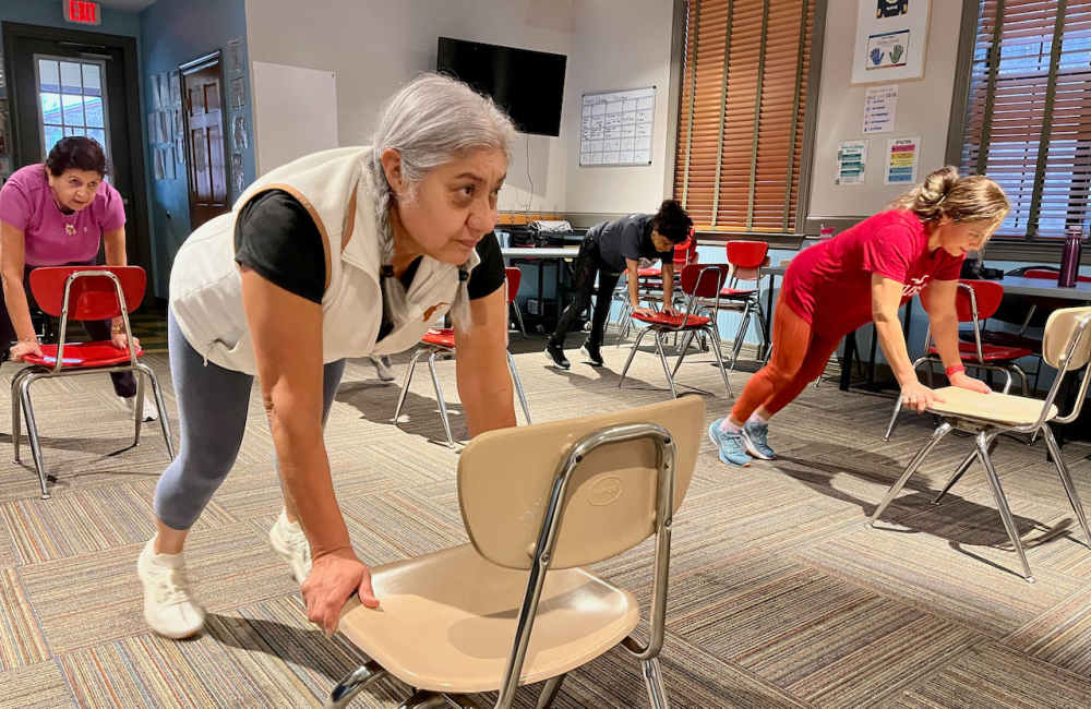 Residents doing Zumba at Sierra Ridge in Austin, Texas