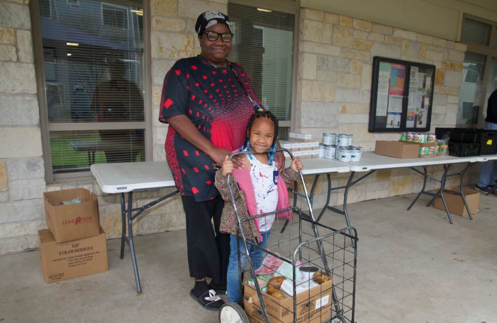 Food pantry at Buckingham Place in Austin, Texas