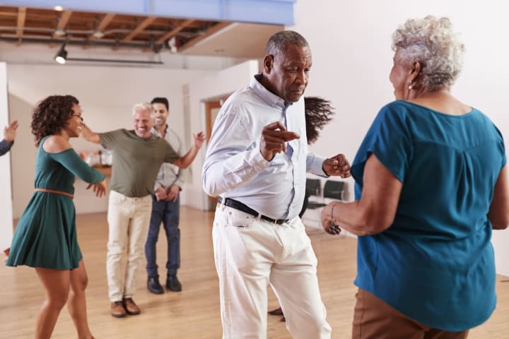 Seniors in a dancing class