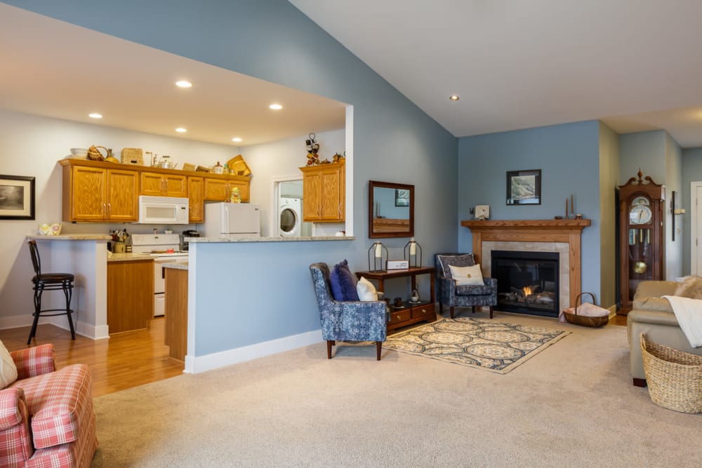 Open floor plans with a living room and kitchen at Glenwood Place in Marshalltown, Iowa.