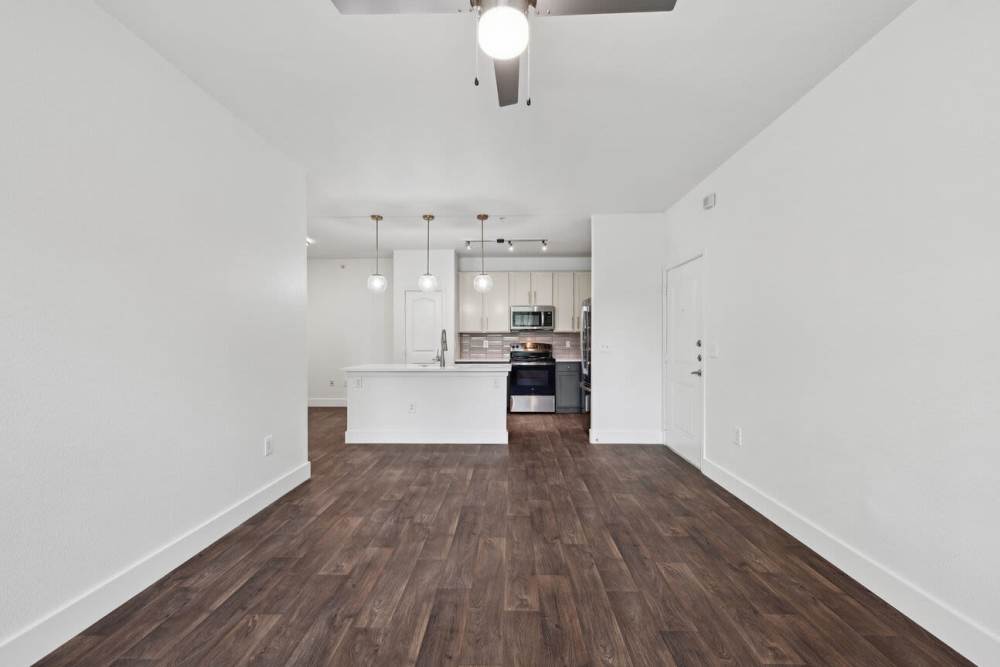 Living room and kitchen at Barron Park in Pearland, Texas