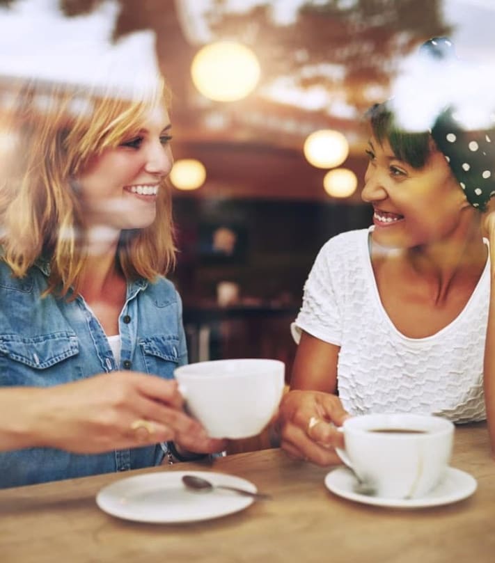 Residents enjoy coffee in the neighborhood around Shore Park at Riverlake in Sacramento, California.