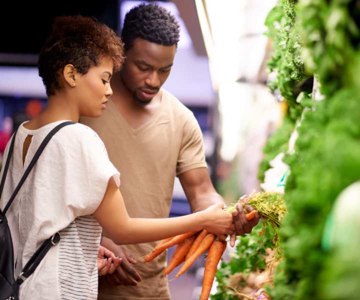 Resident couple shopping for produce near Heron Reserve in Charleston, South Carolina