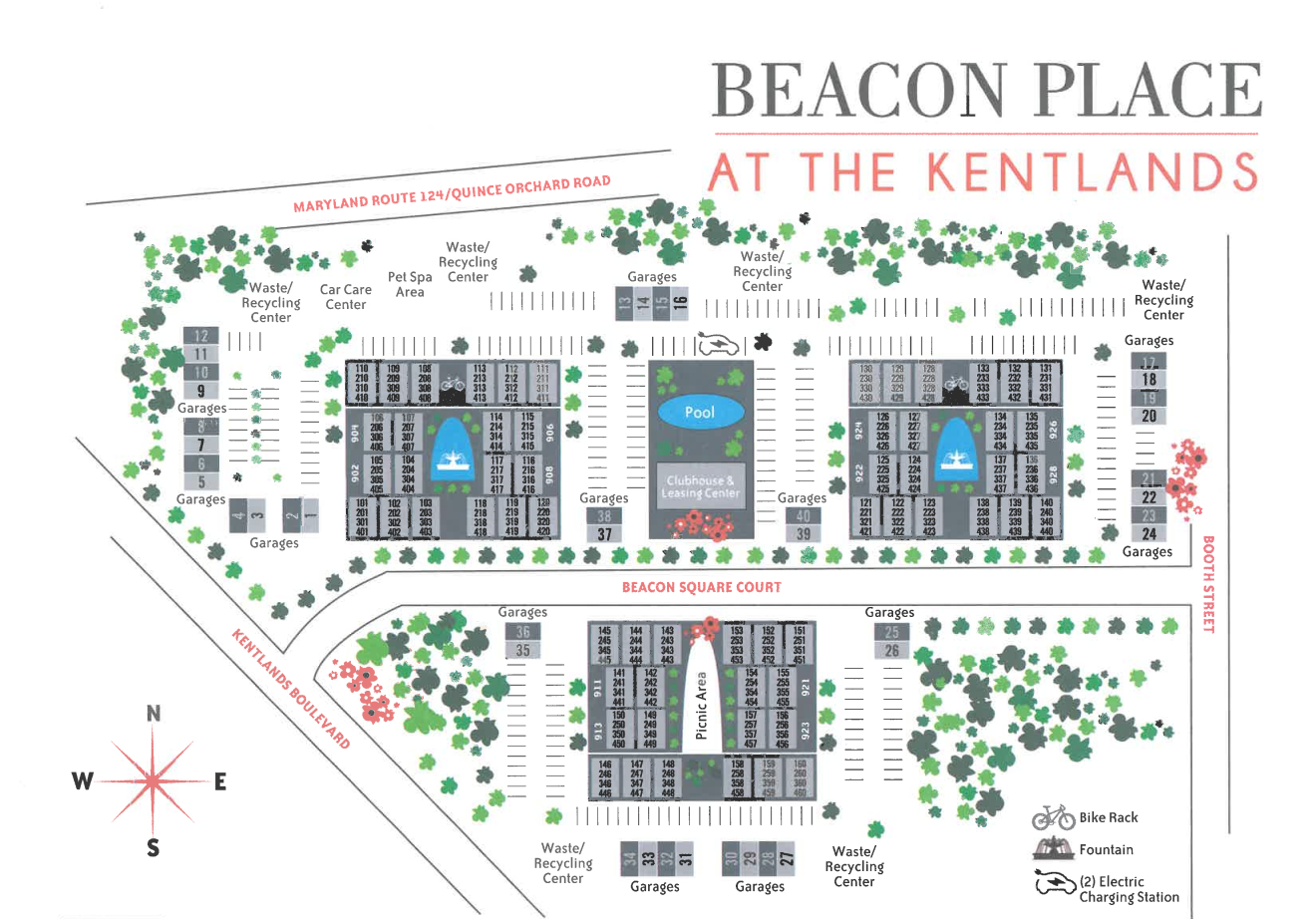 Site Map at  Beacon Place at Kentlands in Gaithersburg, Maryland