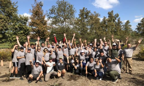 The Sequoia team at a giving back to the community event near Slate Ridge at Fisher's Landing Apartment Homes in Vancouver, Washington