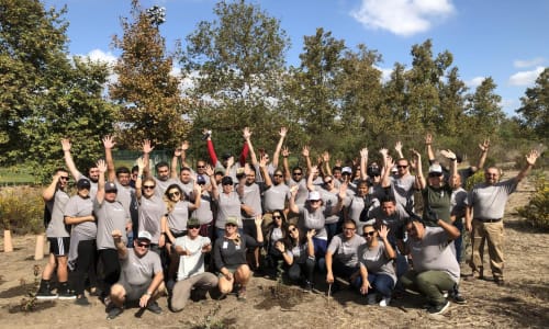 The Sequoia team at a giving back to the community event near Pinebrook Apartment Homes in Fremont, California