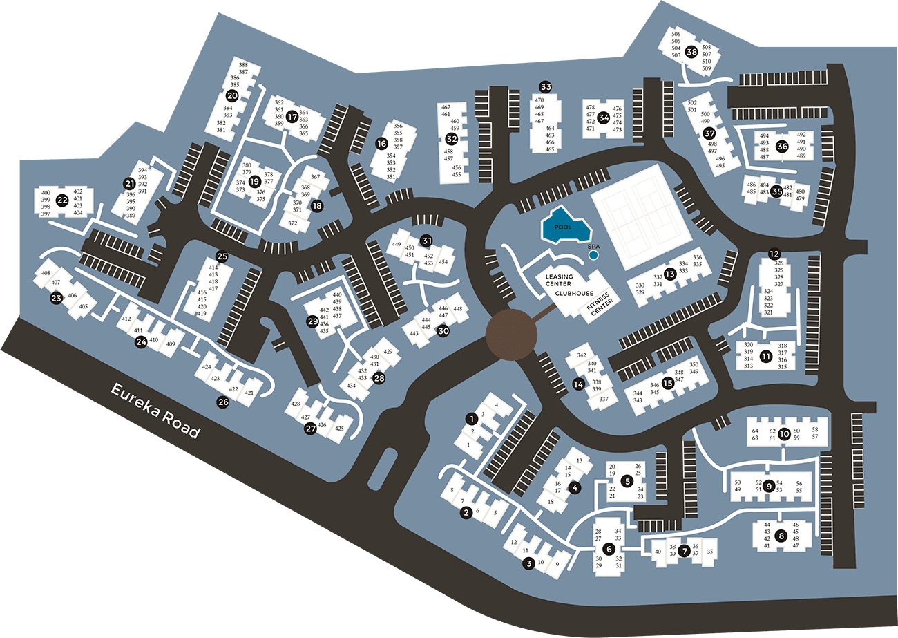 Community site map for Deer Valley Apartment Homes in Roseville, California