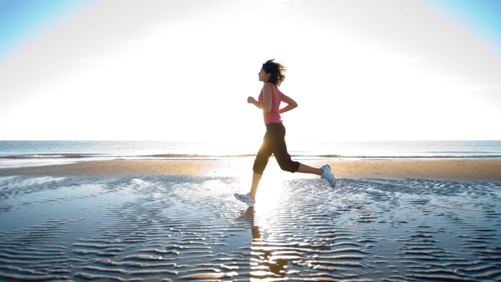 Running on at the Virginia Beach Oceanfront near Columbus Station Apartments