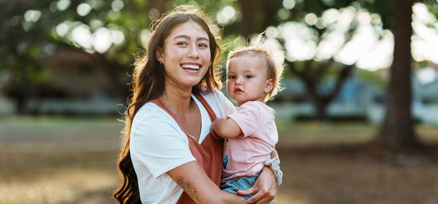 A mother holding her daughter at Middlebrook Trace II in Staunton, Virginia