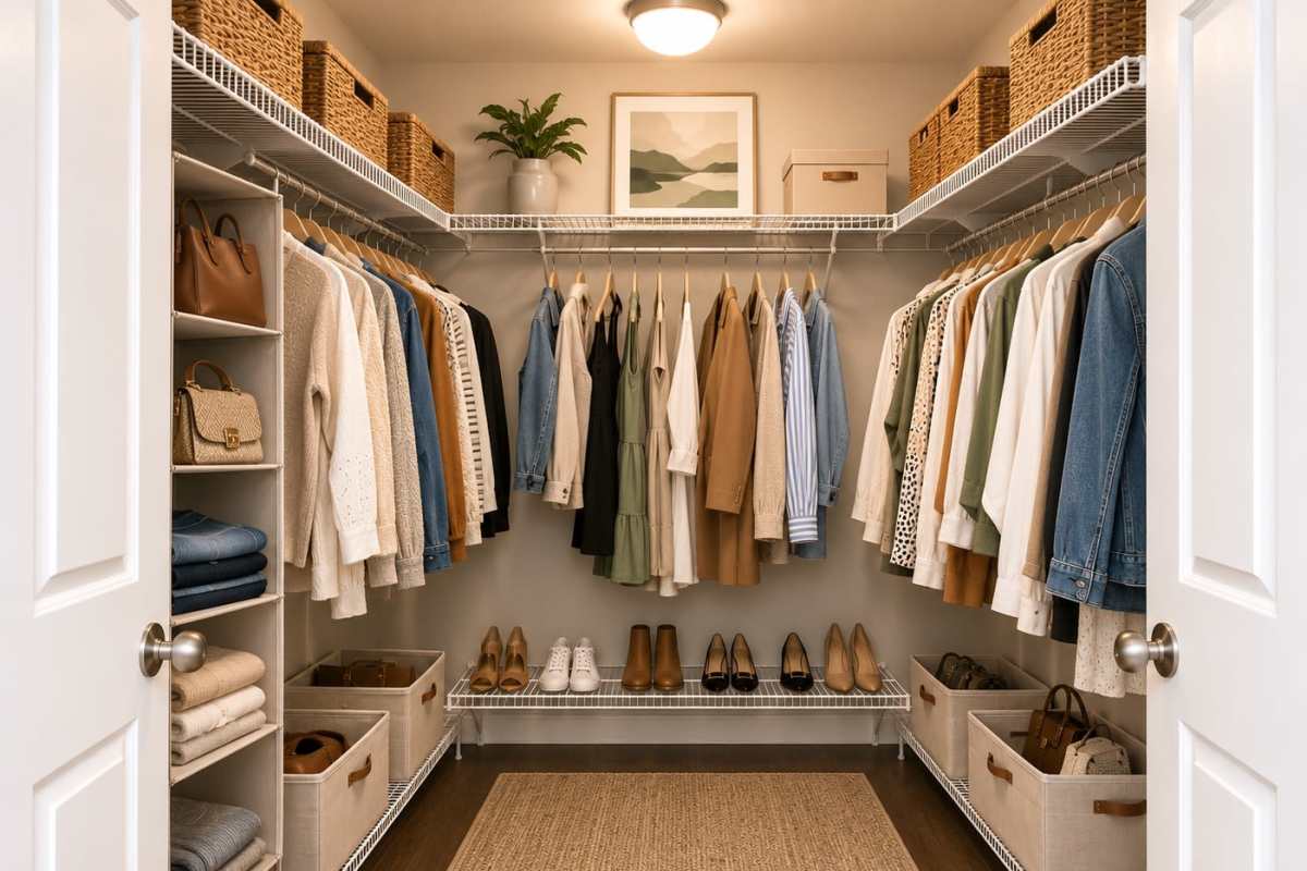 Walk-in closet at Pinnacle at Afton in Richmond, Virginia