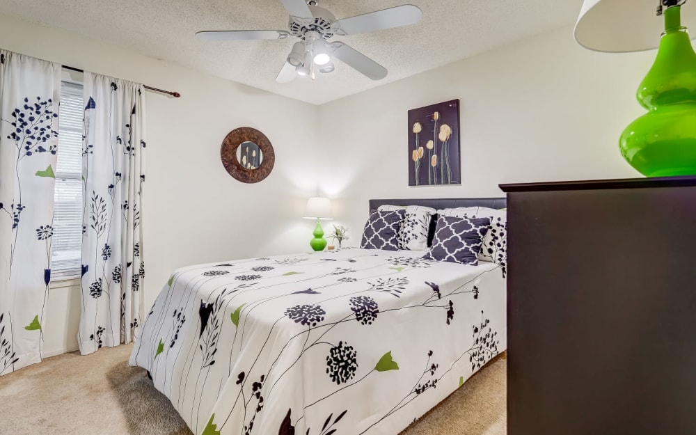 Model bedroom at The Waterford Apartments in Columbia, South Carolina