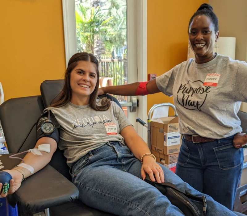 Sequoia employees giving blood with the American Red Cross