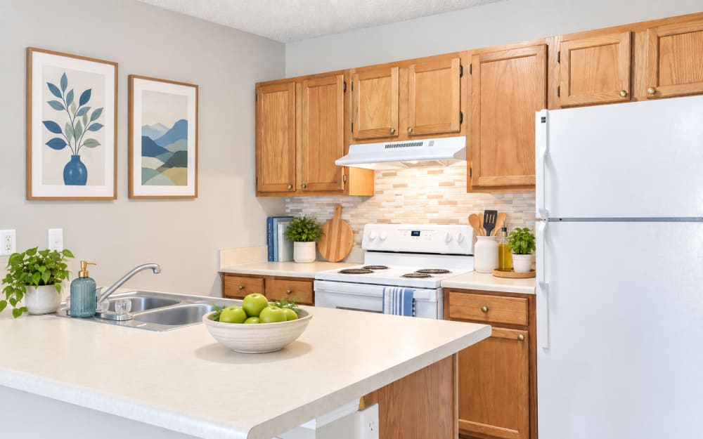 Kitchen with Ample Counter Space at Highland Ridge Apartment Homes in High Point, North Carolina 