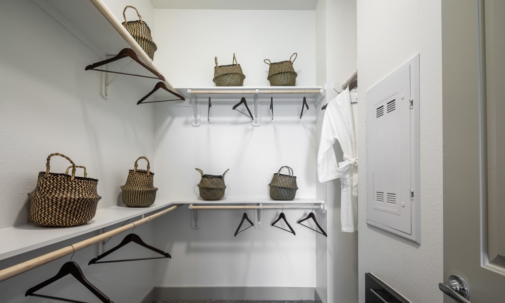 Spacious walk-in closet at Bellrock Summer Street in Houston, Texas