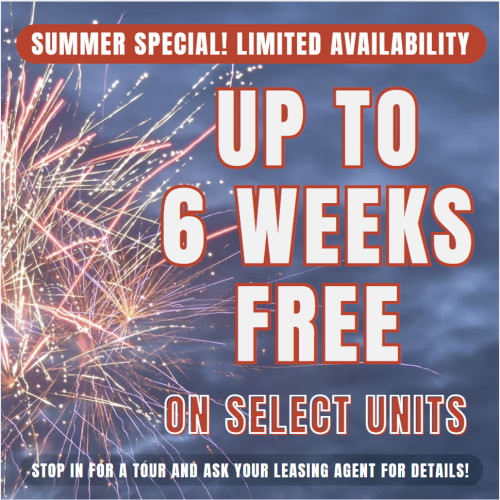 Solana Summer Special - Up to 6 WEEKS Free on Select Units Limited Availability - Act Fast! **Discount applies after first full months rent.