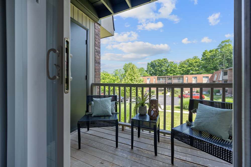 Private balcony at Millcroft Apartments & Townhomes in Milford, Ohio