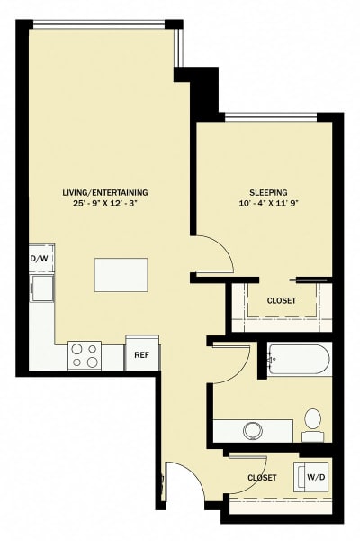 1 Bedroom 1 Bath Income Qualified - B17 Floor Plan
