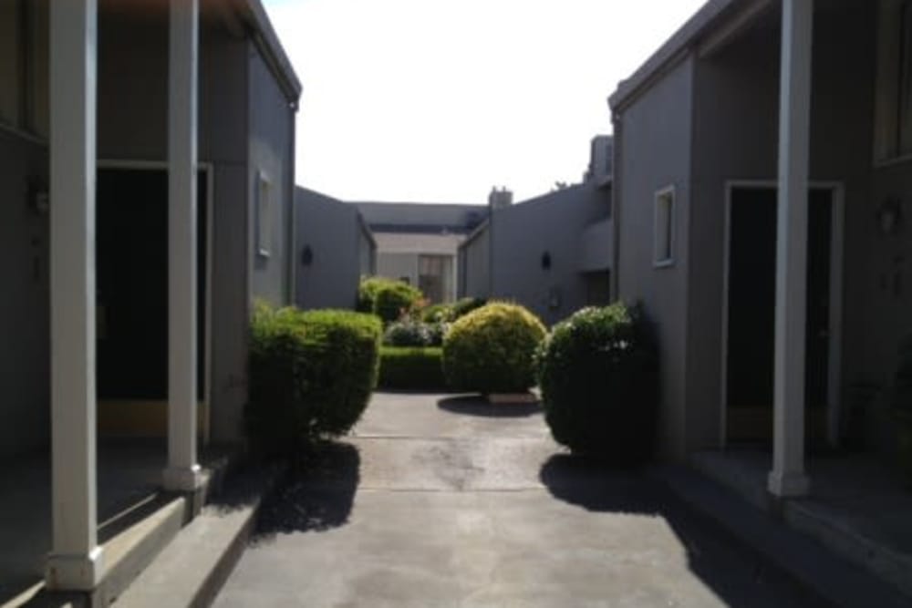 Exterior of townhomes at Country Club Plaza in Sacramento, California