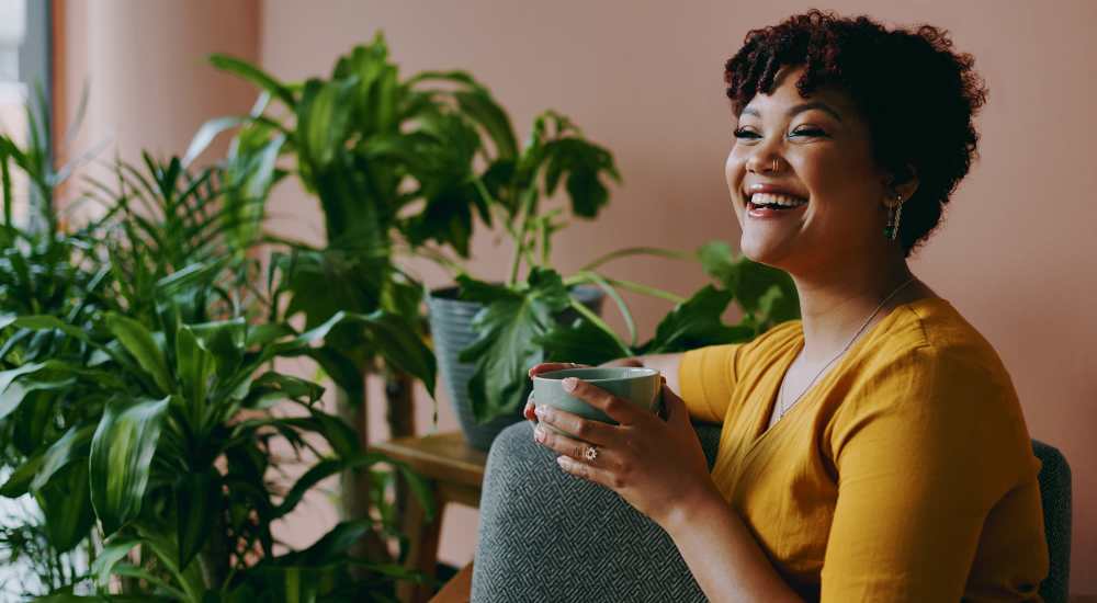 Woman enjoying her restful evening at Brookwood Apartments in Columbia, Tennessee