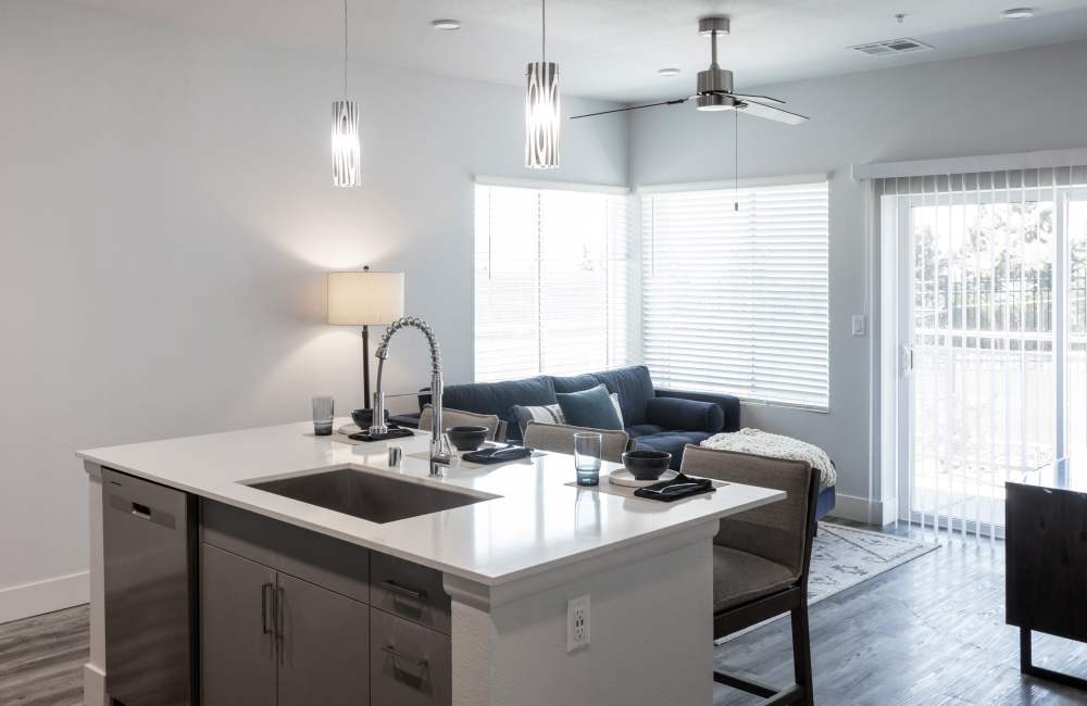 Modern bathroom vanity at Calm at Northtowne in Reno, Nevada