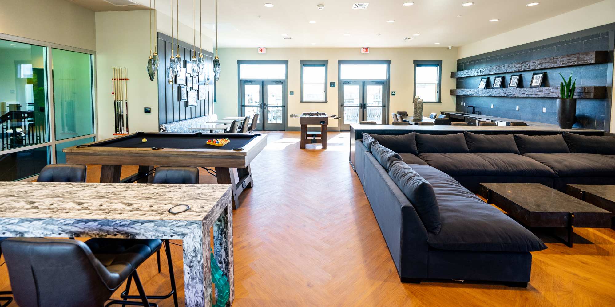 Resident lounge at Alira Apartments in Sacramento, California