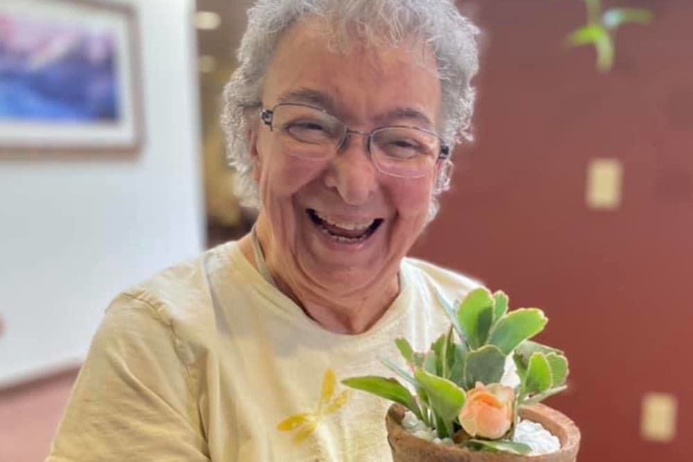 Succulent craft class at  Hilltop Commons Senior Living in Grass Valley, California