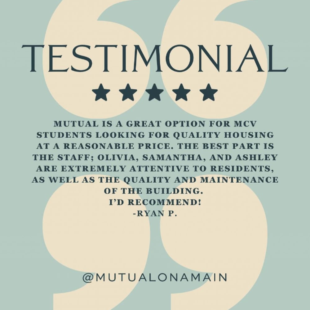 Resident review from  Mutual on Main in Richmond, Virginia