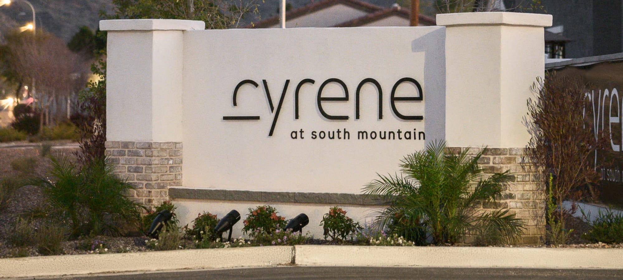 Monument signage at Cyrene at South Mountain in Phoenix, Arizona