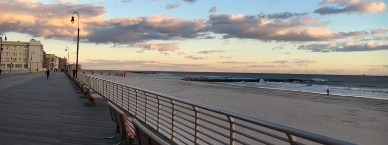 Gorgeous view of the beach at sunset near Eastgold Long Island in Long Beach, New York