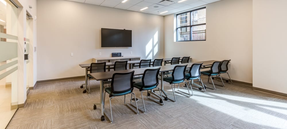 Full-sized conference room chairs at Main Street Apartments in Rockville, Maryland