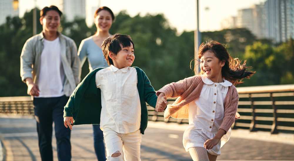 Resident family exploring the town near Oakwood in Dallas, Texas