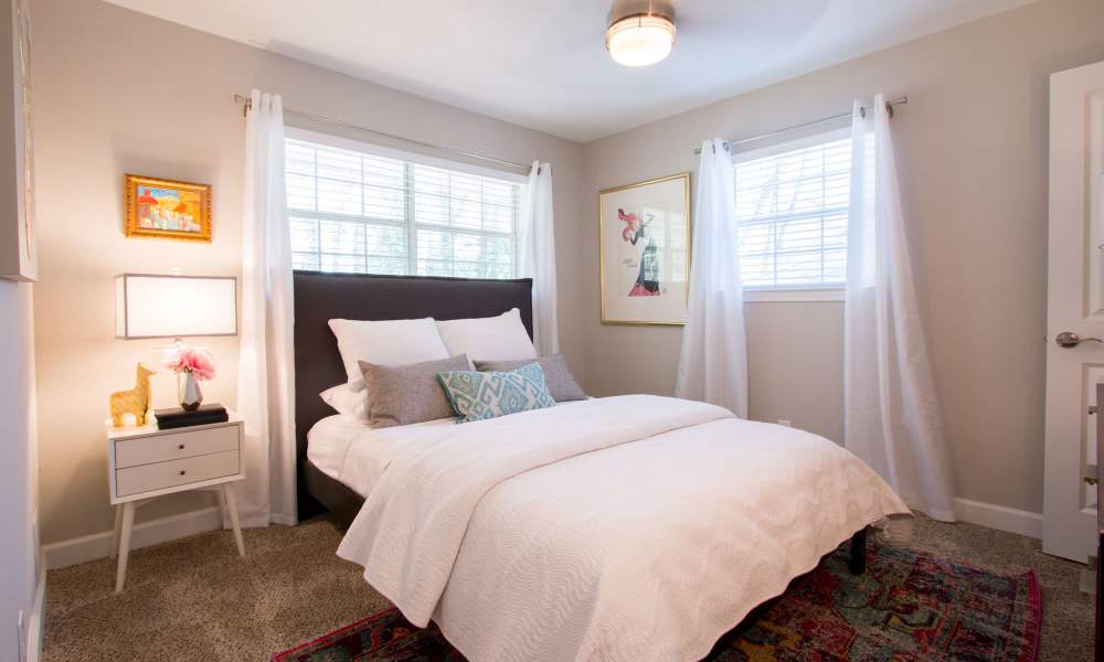 Model bedroom with lots of light Avonlea Westside in Atlanta, Georgia