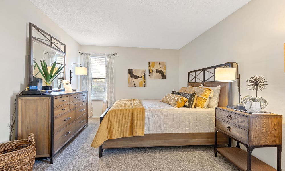 Bright and open bedroom at Sugarberry Apartments in Tulsa, Oklahoma