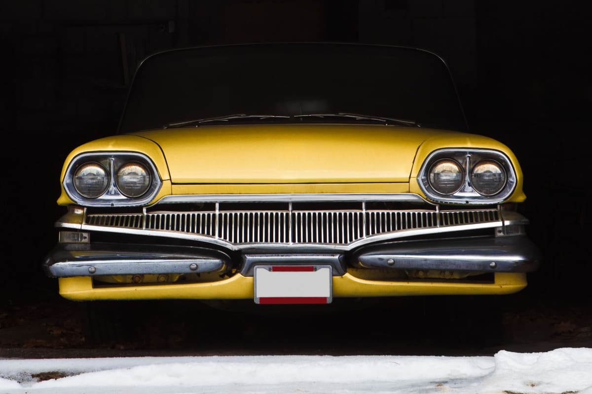 Classic car securely stored for the winter at Devon Self Storage in Falmouth, Maine