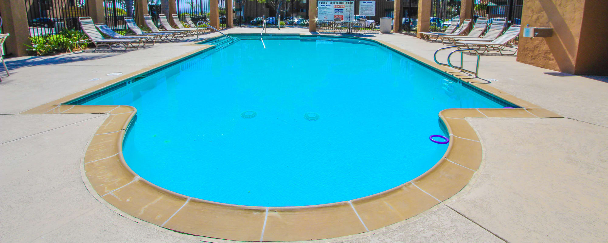 A swimming pool at Beech St. Knolls in San Diego, California