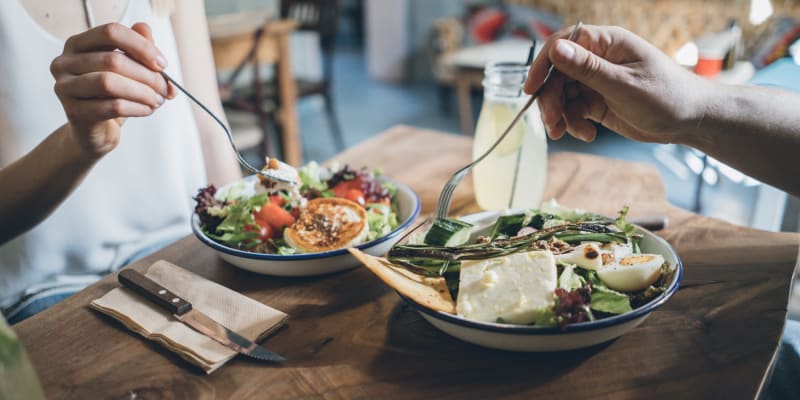 Residents eating near Broadmoor in Joint Base Lewis McChord, Washington