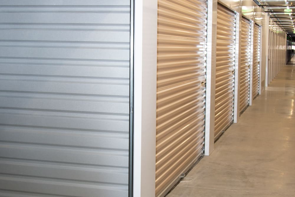 Hallway of indoor storage units at Stanford Ranch Self Storage