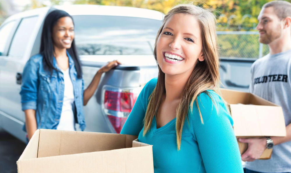 People arriving at Northwest Mini Storage in Flushing, Michigan