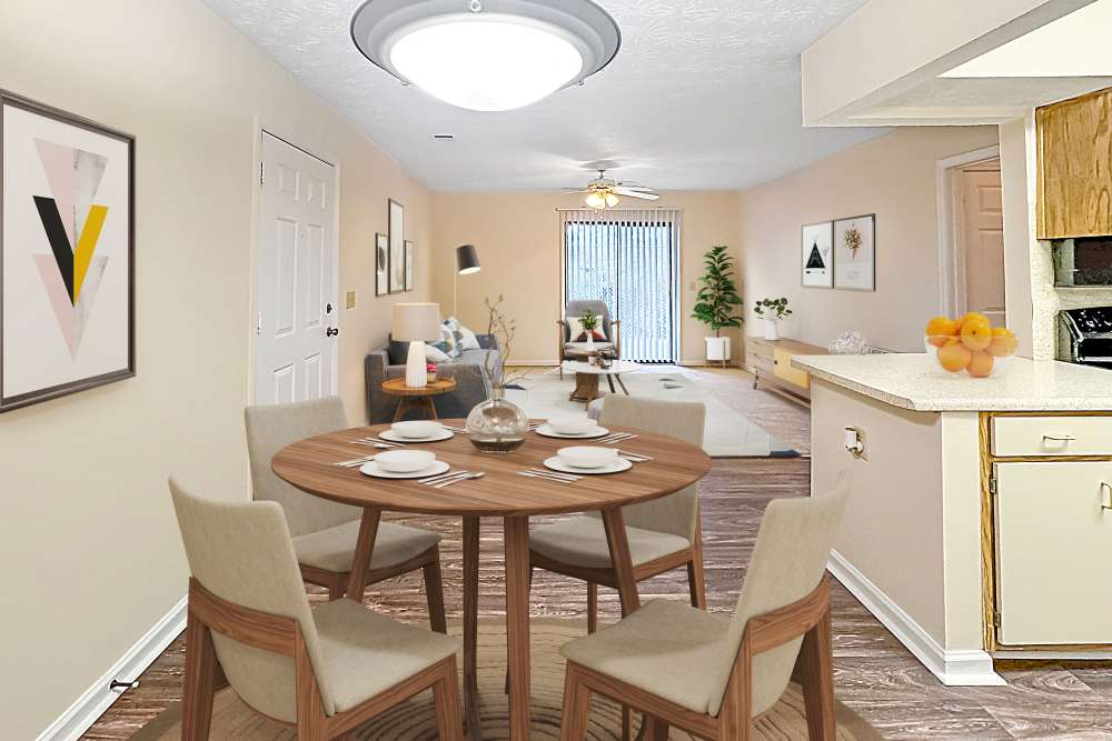 Spacious dining area at Greenleaf Apartments in Phenix City, Alabama