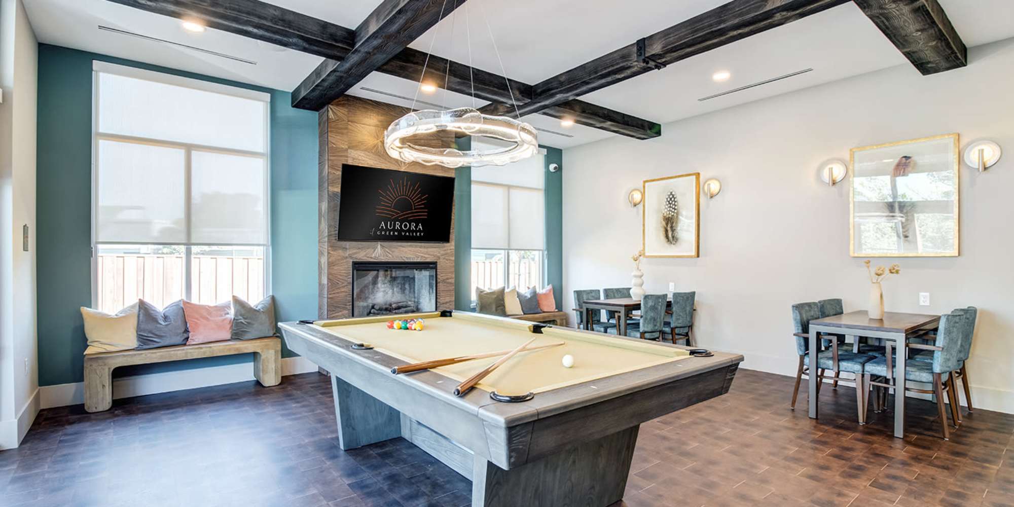Game room at Aurora at Green Valley in Fairfield, California