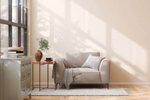 Single couch with large window in Copper Wood in Lacey, Washington