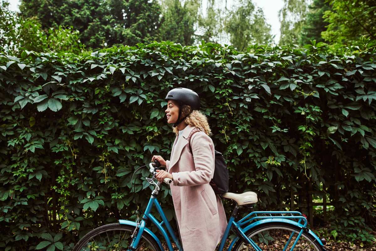  Resident on her way to college near Rolling Meadows Apartments in Williamsburg, Virginia