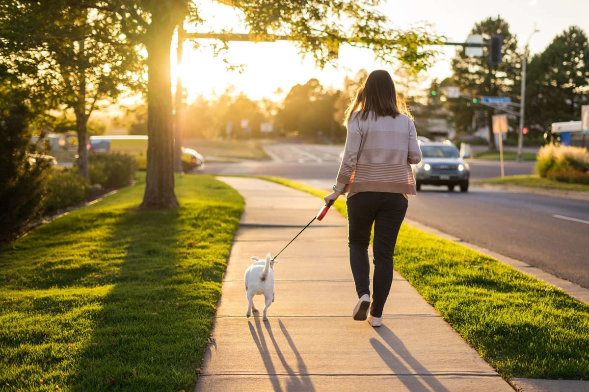 Resident takes her dog for a walk near Hunters Glen in Killeen, Texas
