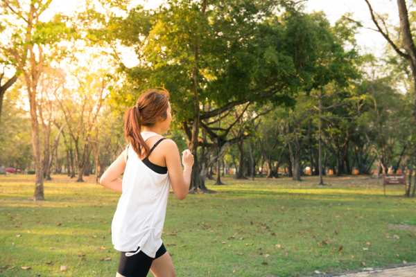 Resident running in park nearby Langford in Charlotte, North Carolina