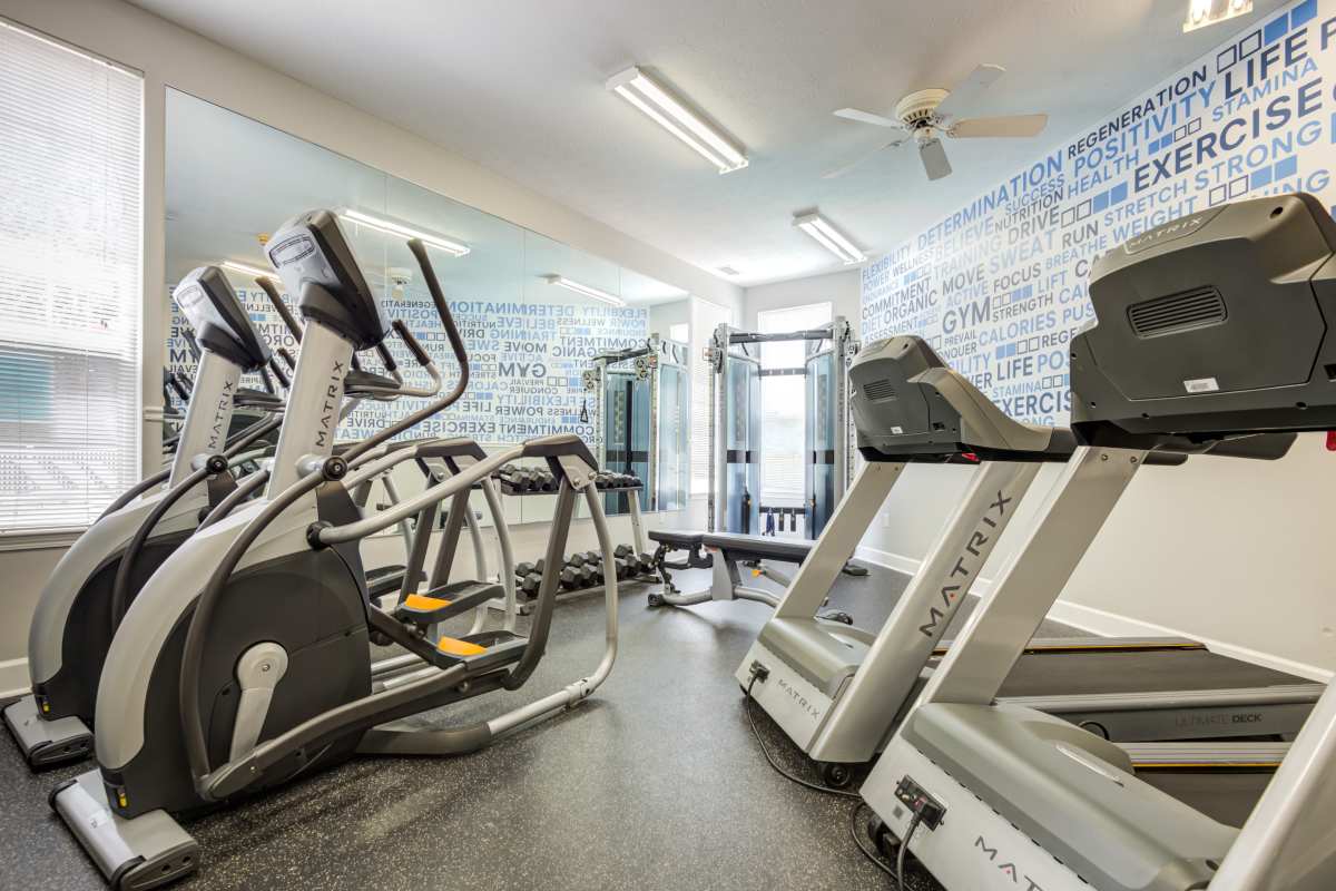Fully equipped fitness center at Webster Green in Webster, New York
