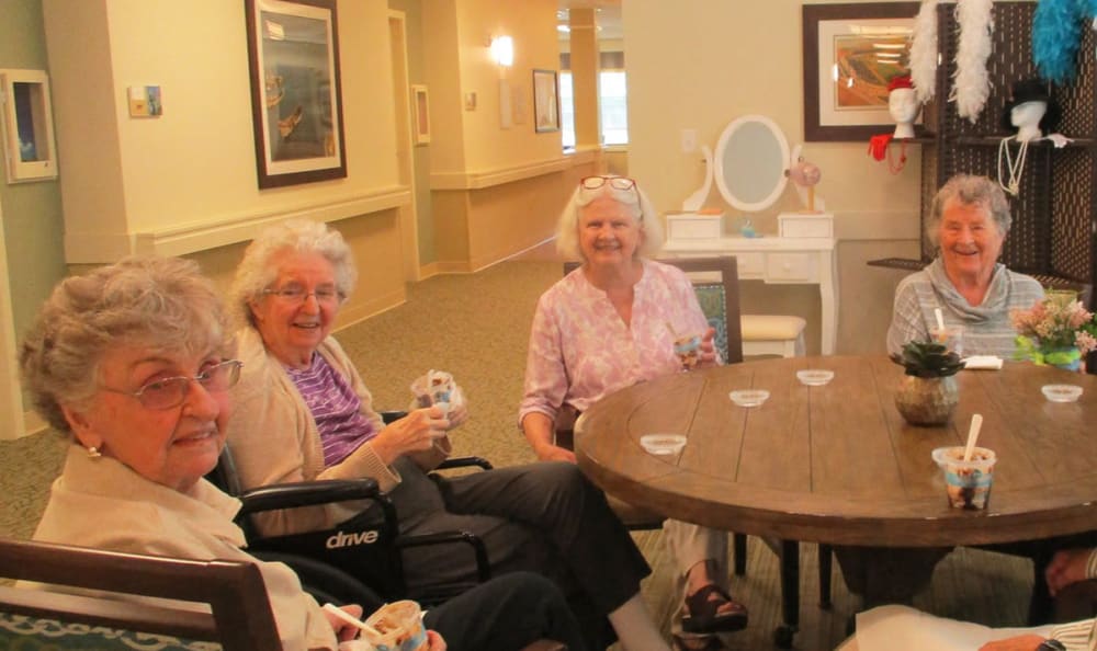 Residents hanging out at Grace Point Place in Oak Lawn, Illinois. 