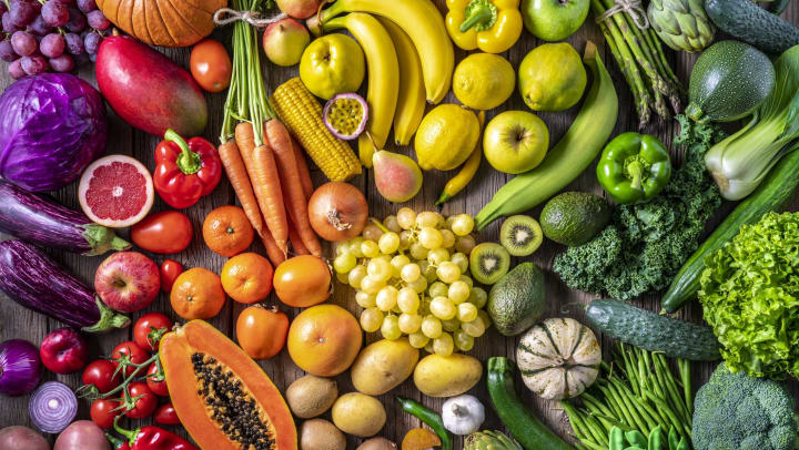 Colorful assortment of fruits and vegetables