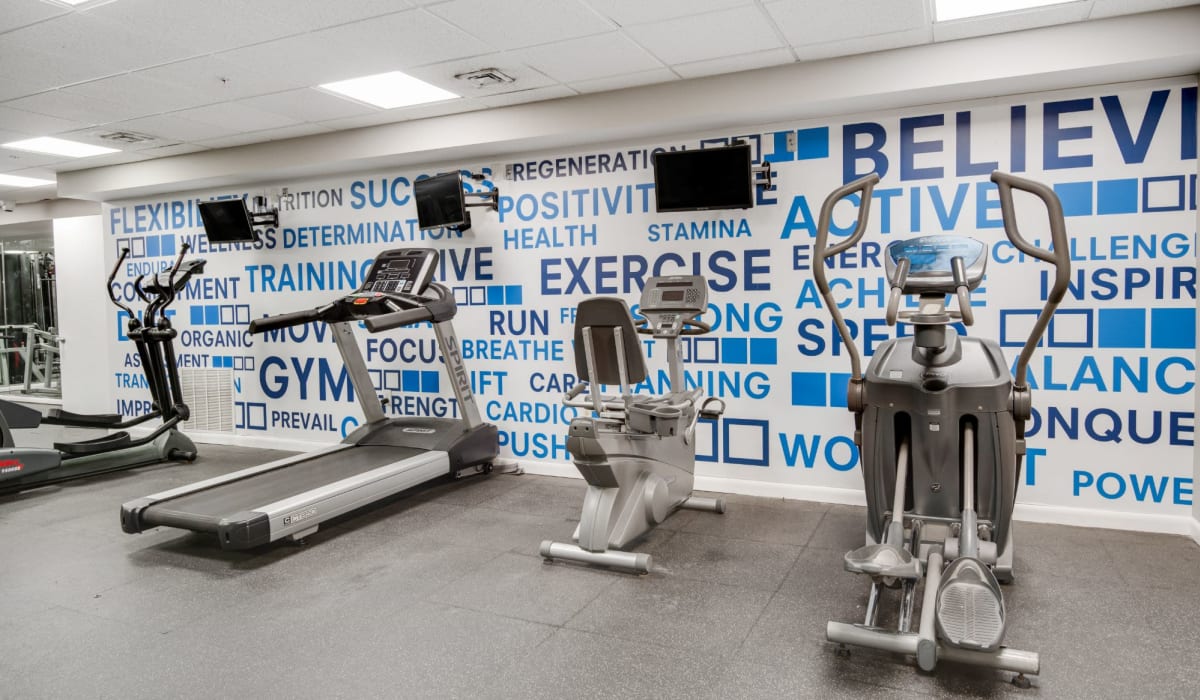 Fitness center with exercise equipment at Columbia Pointe in Columbia, Maryland